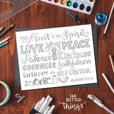 The fruit of the spirit coloring pages are a fun way for kids of all ages to develop creativity, focus, motor skills and color recognition. Bible Verse Coloring Page Fruit Of The Spirit Galatians Etsy