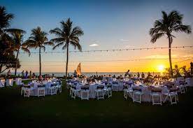 Beach Sunset Wedding Reception Set Up In Naples Florida At The Naples Beach Hotel Golf Club Naples Beach Naples Beach Hotel Wedding Venues Beach