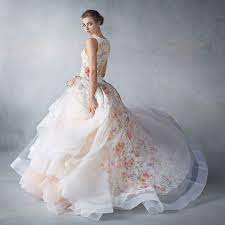 High quality, floral patterned bridal lace fabric on a soft lace base characteristics color: 30 Floral Wedding Dresses You Can Shop Now Deer Pearl Flowers