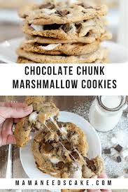 Chocolate Chunk Marshmallow Cookies Chocolate Chip Mama Needs Cake Cookies Chocolate Dessert Marshmallow Cookies Chocolate Marshmallow Cookies Recipes