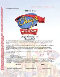 We are in the process of checking the one show card you emailed us about and we will respond to you shortly. Sec Filing Chuy S Holding Inc