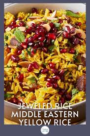 The recipe varies by region, but this is a classic. Jeweled Rice Spiced Middle Eastern Yellow Rice Tara Teaspoon