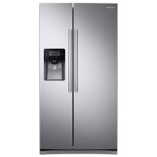 Samsung 24 5 Cu Ft Side By Side Refrigerator In Stainless Steel Rs25j500dsr Stainless Refrigerator Side By Side Refrigerator Stainless Steel Refrigerator