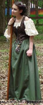 Wench Peasant Renaissance Dress Front Lacing Brown Bodice And Green Skirt Custom Sizi Renaissance Dress Peasant Medieval Clothing Peasant Historical Dresses