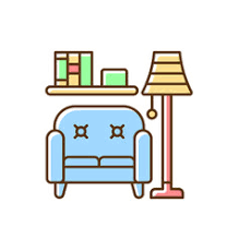 Living Room Furniture Rgb Color Icon Royalty Free Vector