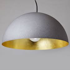 Hemisphere Halbkugel Pendelleuchte Mit Blattgold Innen Im Schirm Lampe Beton Pendelleuchte Design Leuchten
