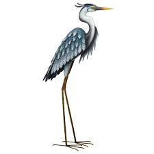 Regal Large Blue Heron Metal Garden Statuary Looking Down 11781 The Home Depot Blue Heron Garden Statues Statue