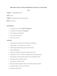 Hantar 3hbjan 2013 utk diminitkan dlm minit mesyuarat ini. Minit Mesyuarat Panitia Pendidikan Islam Kali Ke Pertama