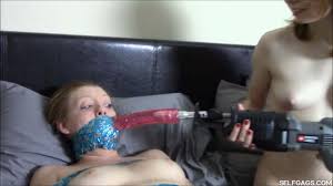 Harsh Bondage Machine Fucking In Mommys Bed | GagTheGirl