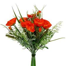 The term was originally a french vernacular name for the wild corn poppy, papaver rhoeas, which is distinguished by its bright red color, and orange tint. Bouquet De Coquelicots Orange 40 Cm 82153 Articles De Decoration