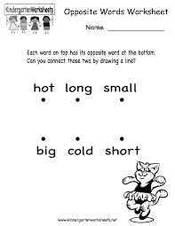 Kindergarten Opposite Words Worksheet Printable In 2020 English Worksheets For Kids Opposite Words Writing Sentences Kindergarten