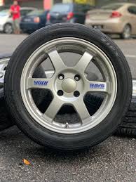 15 inch 5.5 jj pcd: Te37 15 Inch Sport Rim Axia Tyre 80 Auto Accessories On Carousell