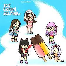  Ice Cream Blackpink Selena Gomez Cartoon Twitter Blackpinktales Kartun Romansa Bernyanyi