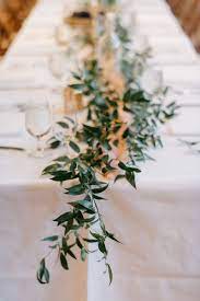 Simple Greenery Foliage Table Runner With Italian Ruscus Floral By Studio Fleurette Photography By Wedding Table Garland Floral Table Runner Greenery Runner