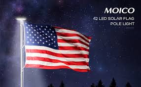 Solar Flag Pole Light Super Bright 42 Big Led Solar Powered Flagpole Light Waterproof Solar Light For In Ground Poles 15 20 Ft Energy Saving Leds With 2 Modes Auto On Off Night Lighting