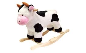 Happy Trails Plush Rocking Cow White Cow Toys Rocking Toy Animal Rocker