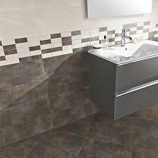 Meuble de salle de bain suspendu 60cm avec structure chêne blanc et tiroirs gris mat. Carrelage Mur Creme Effet Beton 20 X 50 Cm Metalica Castorama