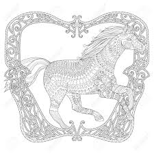 When it gets too hot to play outside, these summer printables of beaches, fish, flowers, and more will keep kids entertained. Adult Coloring Page For Antistress Art Therapy Running Horse In Zendoodle Style Template For T Shirt Tattoo Poster Or Cover Colouring Book For Grown Ups Royalty Free Cliparts Vectors And Stock Illustration Image