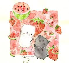 Strawberries And Watermelons Animated Drawings Cat Art Watermelon Pictures
