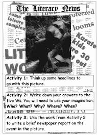 A structured comprehension task grid, for upper ks2. Newspapers