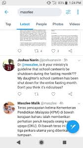 Kpm telah menyediakan satu garis panduan pengurusan sekolah dan disimulasikan kebolehlaksanaannya. Aduan Kantin Sekolah Tutup Susahkan Pelajar Bukan Islam Akan Disiasat