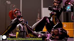 3d bodysuit bondage breathplay brigitte catsuit d.va domination  gas mask kinkrimfetish latex overwatch scissoring tracer yuri 