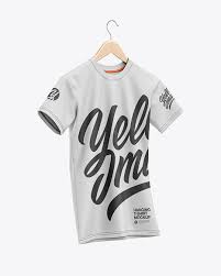 Download T Shirt On Hanger Mockup Half Side View In Apparel Mockups On Yellow Images Object Mockups
