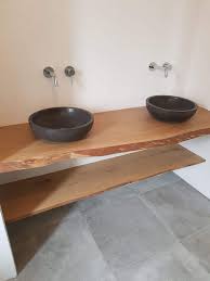 op maat gemaakte houten plank voor dubbele wastafel houten wastafel badkamer badkamer plank