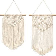 Easy macramé wall hanging tutorial by macrame school. Amazon Com Mkono 2 Pcs Macrame Wall Hanging Art Woven Wall Decor Boho Home Chic Decoration For Apartment Bedroom Living Room Gallery Small Size 13 L X 10 W And 16 L X