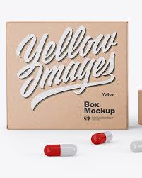 Download Two Kraft Boxes With Pills Mockup In Box Mockups On Yellow Images Object Mockups PSD Mockup Templates