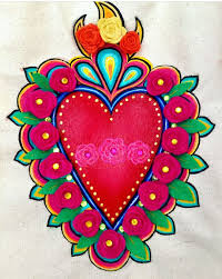 Sacred Heart Sacred Heart Art Folk Embroidery Mexican Folk Art
