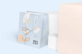 Five different size boxes, rectangular and square, and two size shopping bags. Rectangle Paper Shopping Bag Mockups By Designneutrons On Creativemarket In 2020 Bag Mockup Box Mockup Front Cover Designs