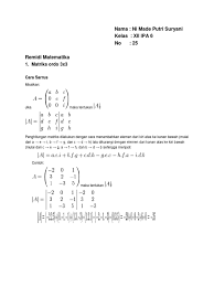 Determinan matriks ordo 3 x 3. Matriks Ordo 3x3