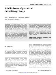 Pdf Stability Issues Of Parenteral Chemotherapy Drugs