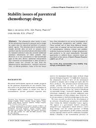 Pdf Stability Issues Of Parenteral Chemotherapy Drugs