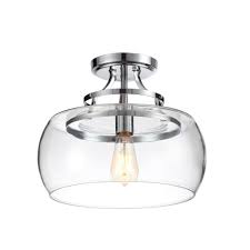 Shop Macarius Chrome 1 Light Semi Flushmount With Clear Shade Silver On Sale Overstock 22883424