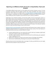 The customer identification documents may vary depending on the size and nature of business. Ppt Opening An Offshore Bank Account In Seychelles Fast And Simple Powerpoint Presentation Id 7975991