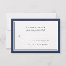 Navy And White Simple Border Wedding Rsvp Card Zazzle Com Rsvp Wedding Cards Wedding Rsvp Wedding Response Cards
