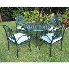 Diamond Lattice Game Group Patio Set Seats 4 By Intl Caravan 482 49 Made Of Iron With Green Hammered Finish Patio Set Patio Furniture Chairs Patio Chairs