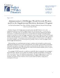 Administrations 2018 Budget Would Severely Weaken And Cut