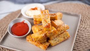 These polenta chips are made with ricotta and rosemary with a sage salt. Polenta Chips Good Chef Bad Chef