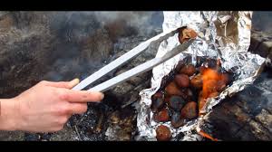 No need to move the pan. Camp Cookout Roasting Chestnuts On An Open Fire Youtube