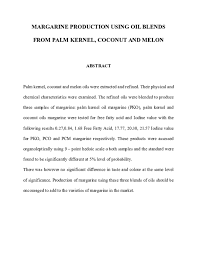 doc margarine production using oil blends from palm kernel