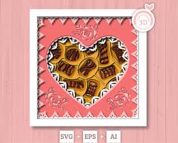 3D Chocolate Box SVG EPS, Heart Shadow Box, Layered Cardstock Candy Love  Lace Shadow Box, Valentines 3D Svg, Cake 3D Svg Cricut