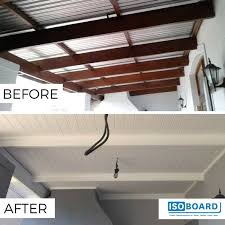 Boland Isoboard Ceilings And Cornicing Installers Did An Absolutely Stellar Job Transforming This Porch By Retrofittin Roofing Diy Porch Roof Pergola With Roof