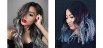 Blue highlighted long black wavy hairstyle. 9 Things You Need To Know Before Getting Silver Hair Matrix