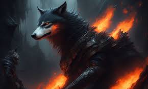 upbeat-falcon7: Wolf monster, Elden Ring, Dark fantasy, Artstation,  Elegant, Medieval, Concept art, Digital painting, Beautiful man in a black  armor with a helmet like a wolfs face, a white blanket and orange