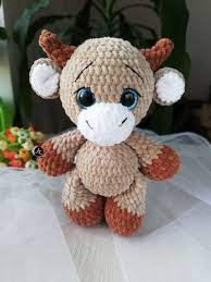 Stuffed Animal Bull Toy For Kids Crochet Calf Plush Animals Etsy Handmade Stuffed Toys Christmas Gifts Toys Plush Pattern