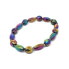 Magnetic Rainbow Hematite Gemstone Stretch Bracelet 8 The Magnetic Qualities And Beauty Of Hema Magnetic Jewelry Crystal Jewelry Necklaces Gemstone Healing