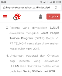 Pengumuman peserta seleksi tahap 1 tahap 1 bagi yang kesuliatan mengakses webnya, ini ada link dari agan Contoh Soal Tes Telkom Gptp Jawabanku Id
